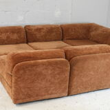 70s modular sofa, light brown velvet