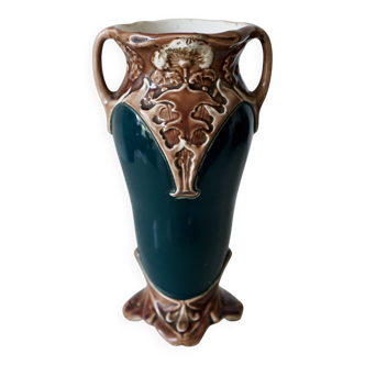 Vase style Art Nouveau en barbotine signé Gustave de Bruyn, années 1920