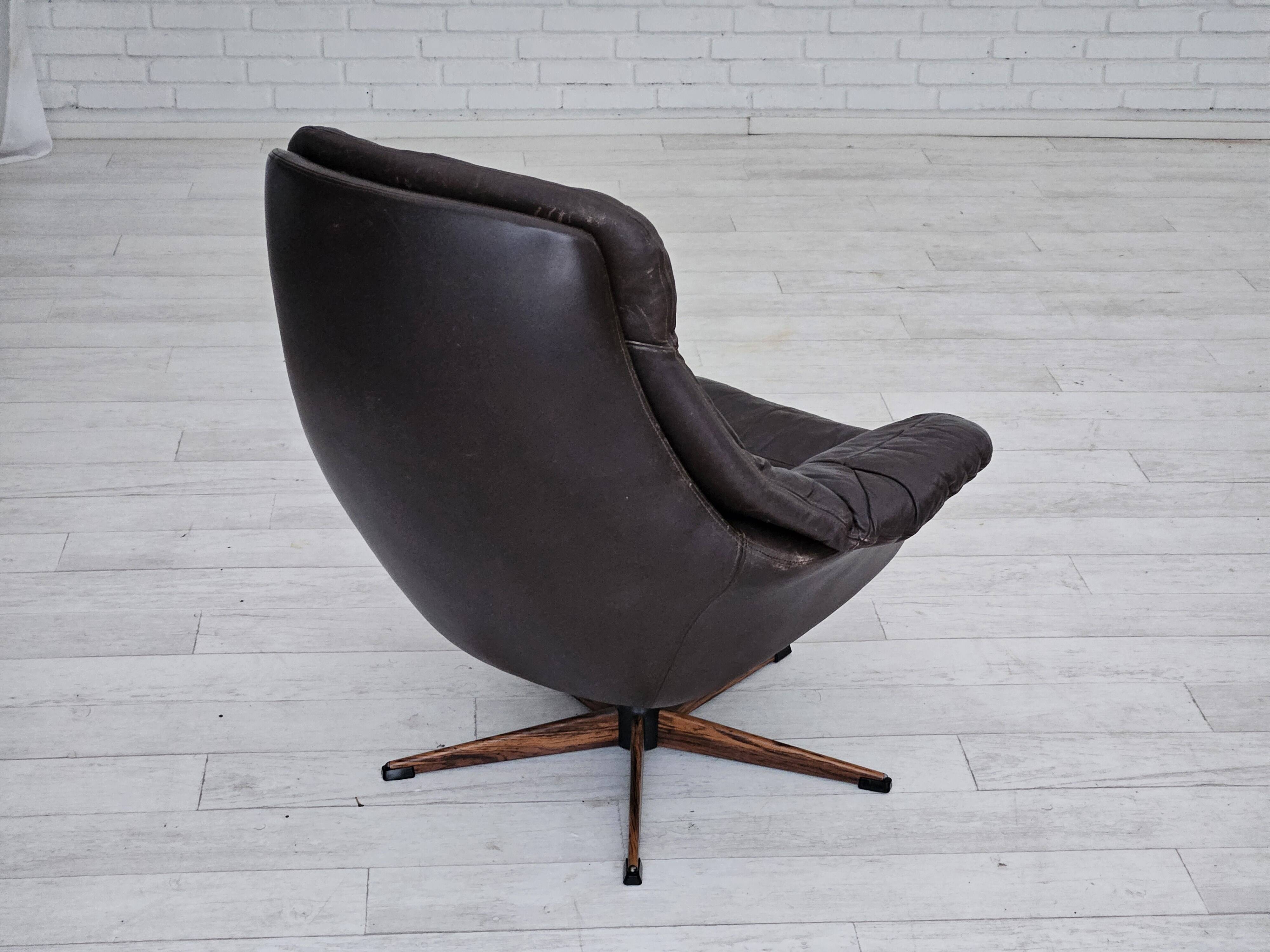 1970s, Vintage Danish leather armchair by H.W.Klein, original good condition.