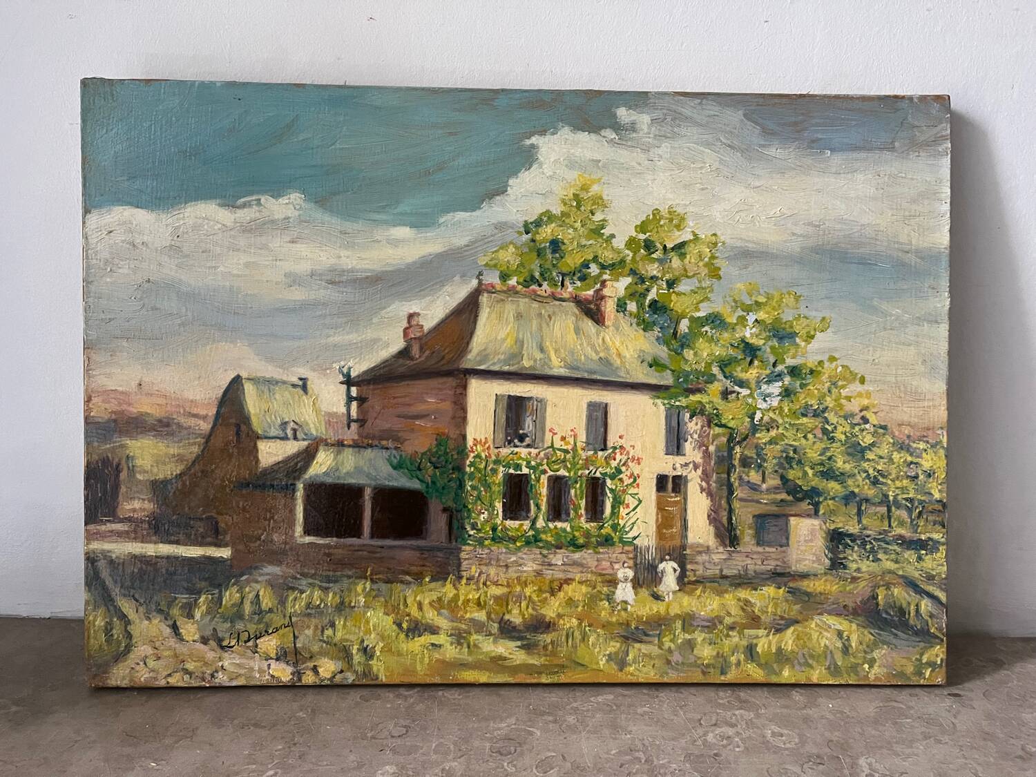 "Lioujas School", Aveyron, oil on canvas signed L Durand 1957