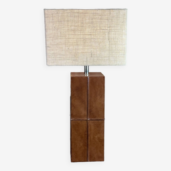 Leather-covered lamp from the 1990s Ht 70 cm