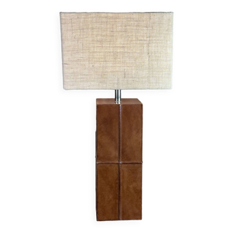 Leather-covered lamp from the 1990s Ht 70 cm