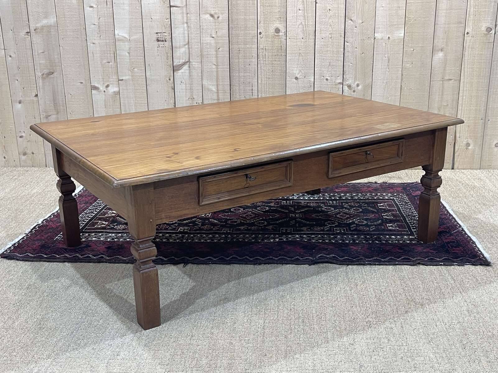 Teak coffee table with 2 drawers from the 1950s.