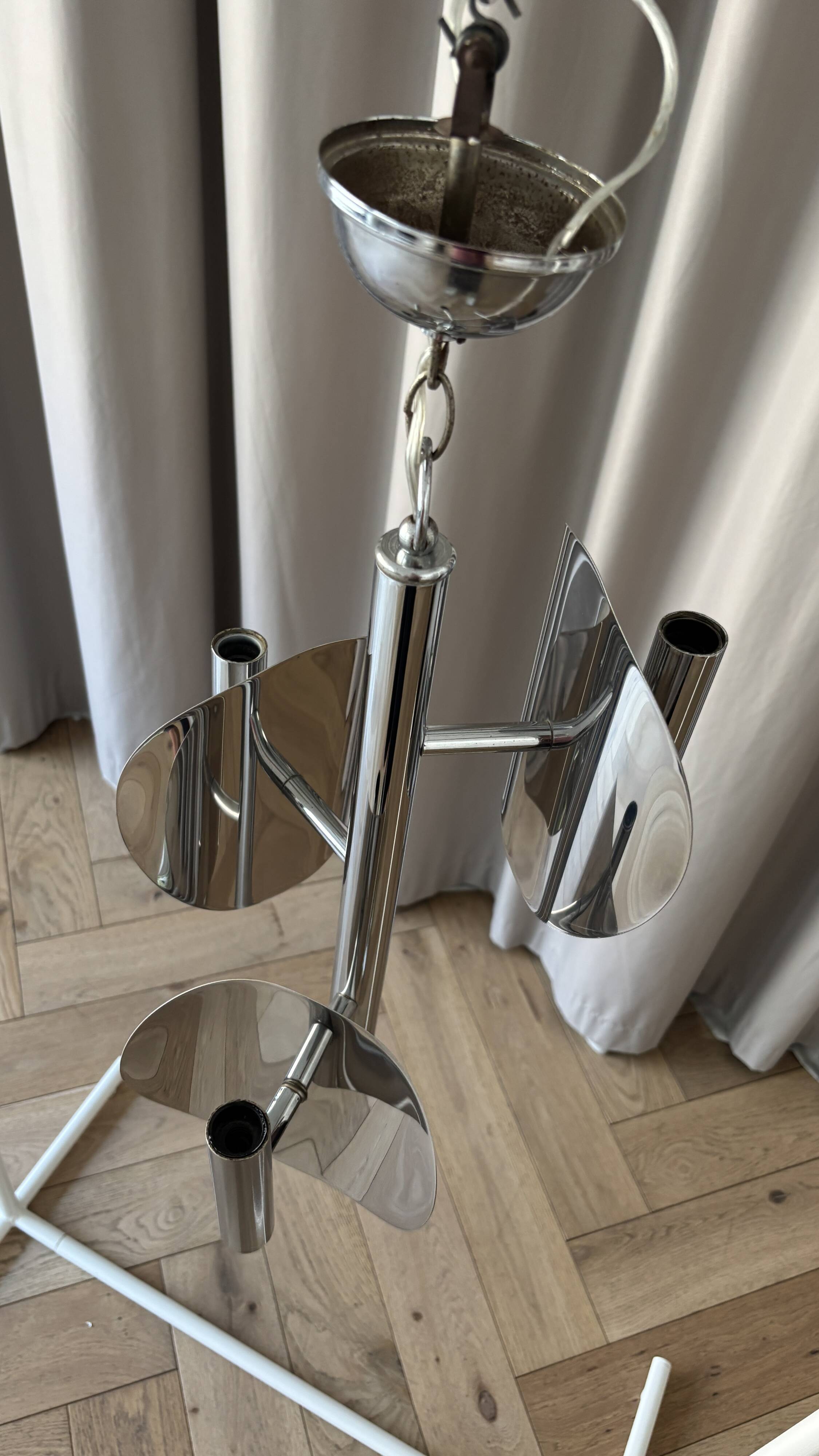 1970s Space Age chrome chandelier – 3 lights