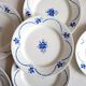 6 old flat plates, blue flower decoration, iron earth