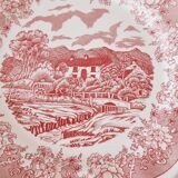12 assiettes plates en porcelaine de fontebasso made in italy style "toile de jouy" en rose