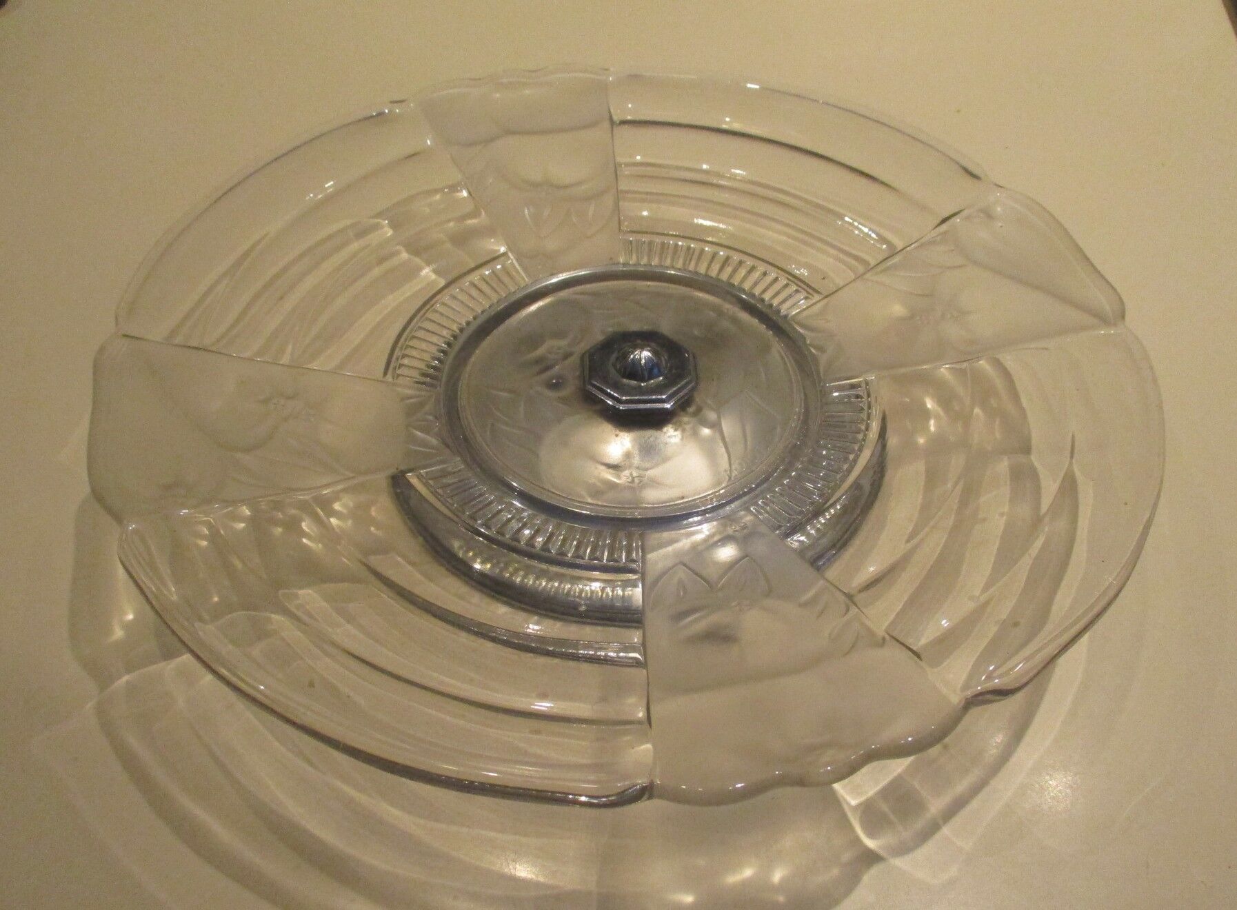 CUP on foot frosted pressed glass and transparent glass- Chrome foot