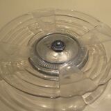 CUP on foot frosted pressed glass and transparent glass- Chrome foot