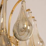 Large Pair of Gilded Brass and Crystal Wall Lights by Palwa, Germany, 1970s