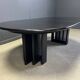 Vintage extendable black wooden dining table, 1980s