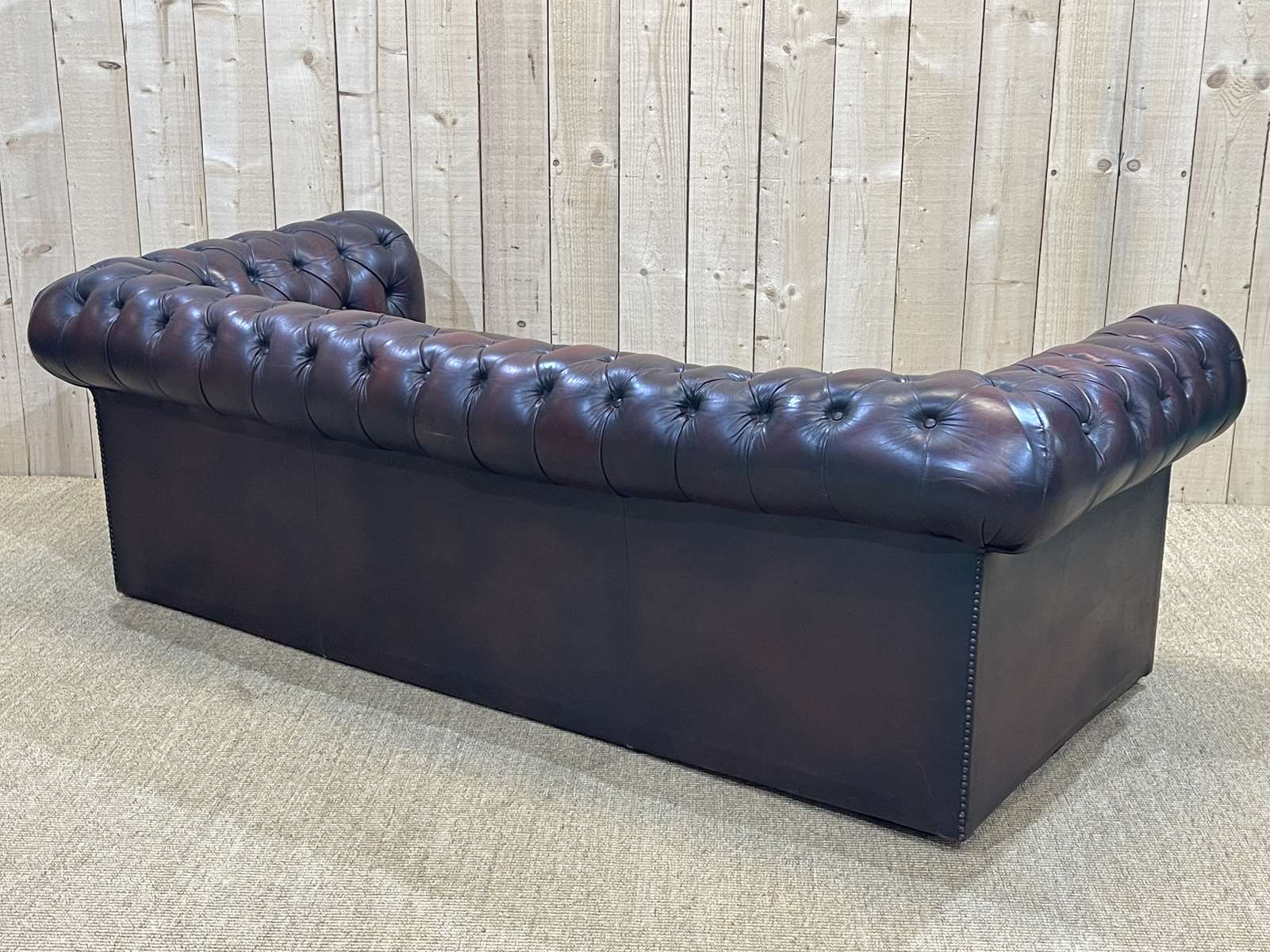 Chesterfield 3-seater sofa in red leather from the 70s