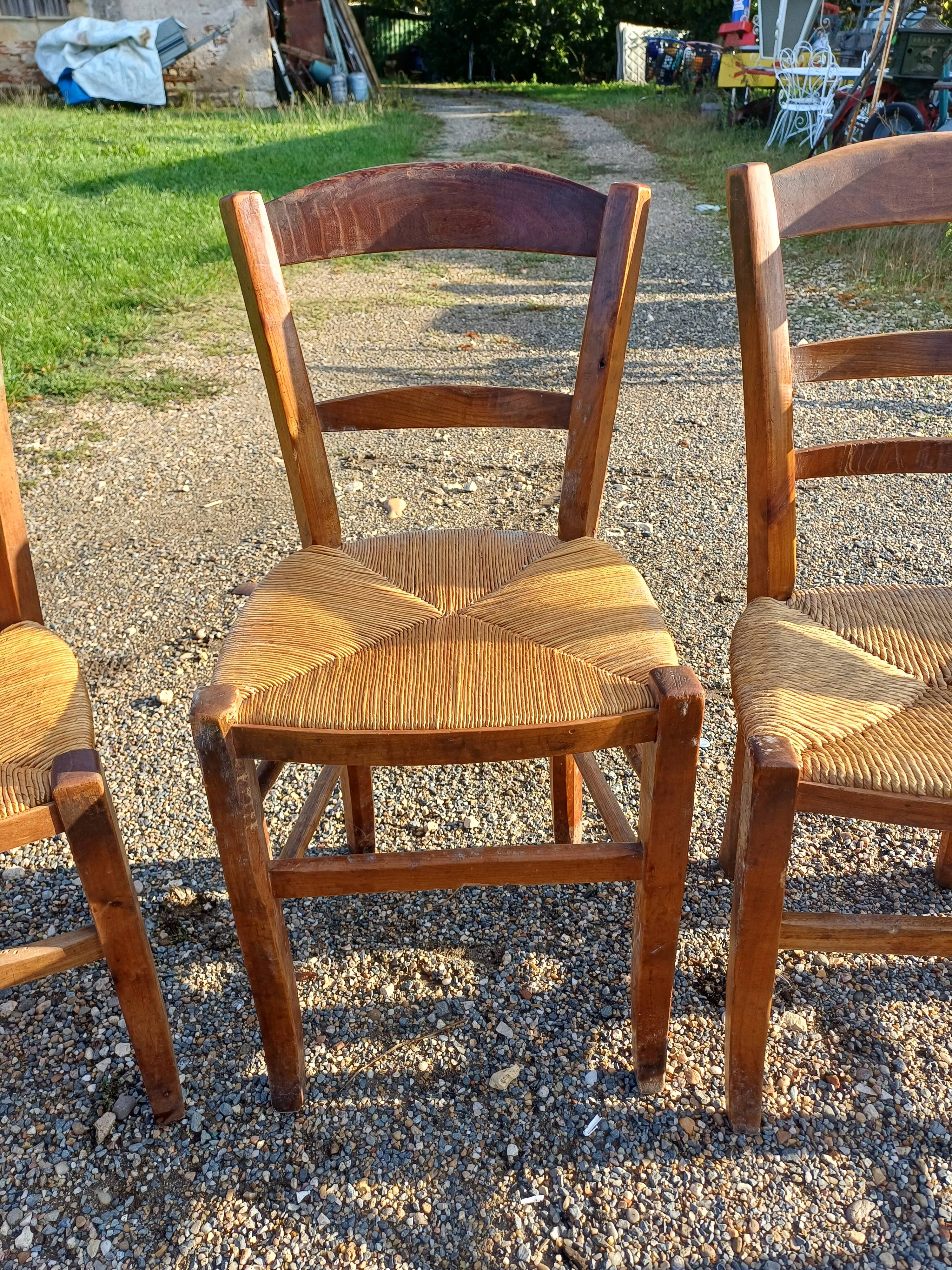 6 Old Straw Chairs