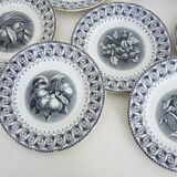 10 assiettes à dessert en faïence signées HB Choisy le roi XIXème
