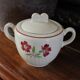 Sugar bowl ceramic Jacques Lunéville red flowers Art Deco