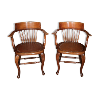 Set of 2 oak office chairs