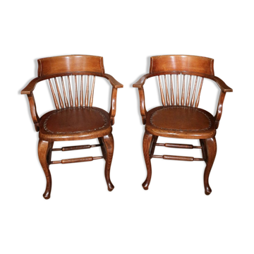 Set of 2 oak office chairs