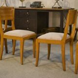 Set of 6 oak chairs by Gaston Poisson, 1940s