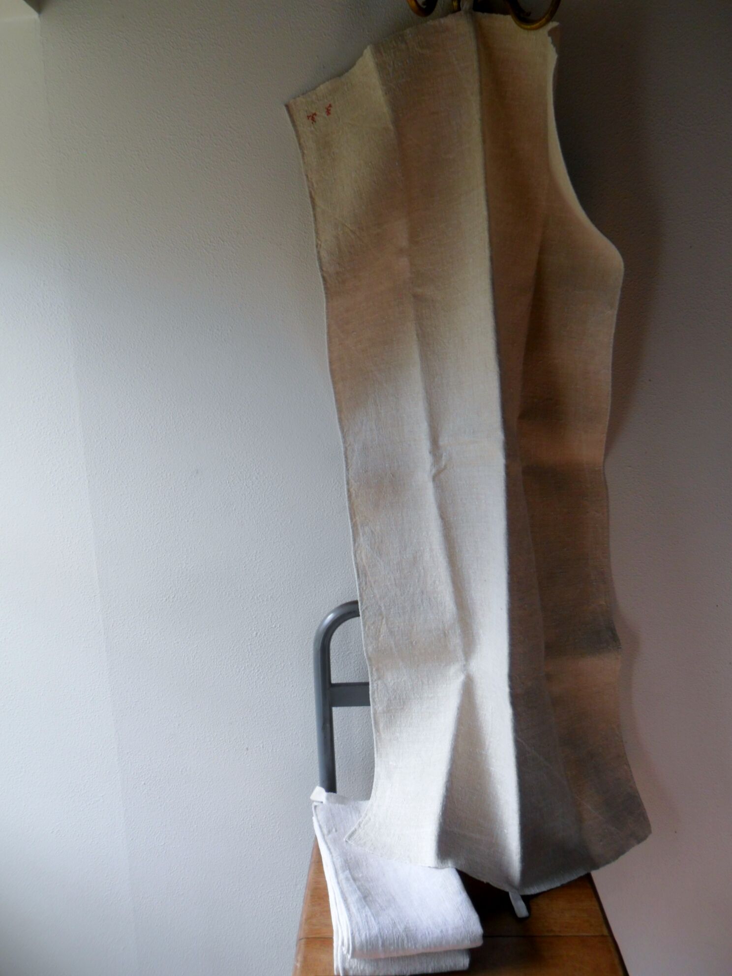 Set of 3 large antique tea towels or hemp towels monogram tf