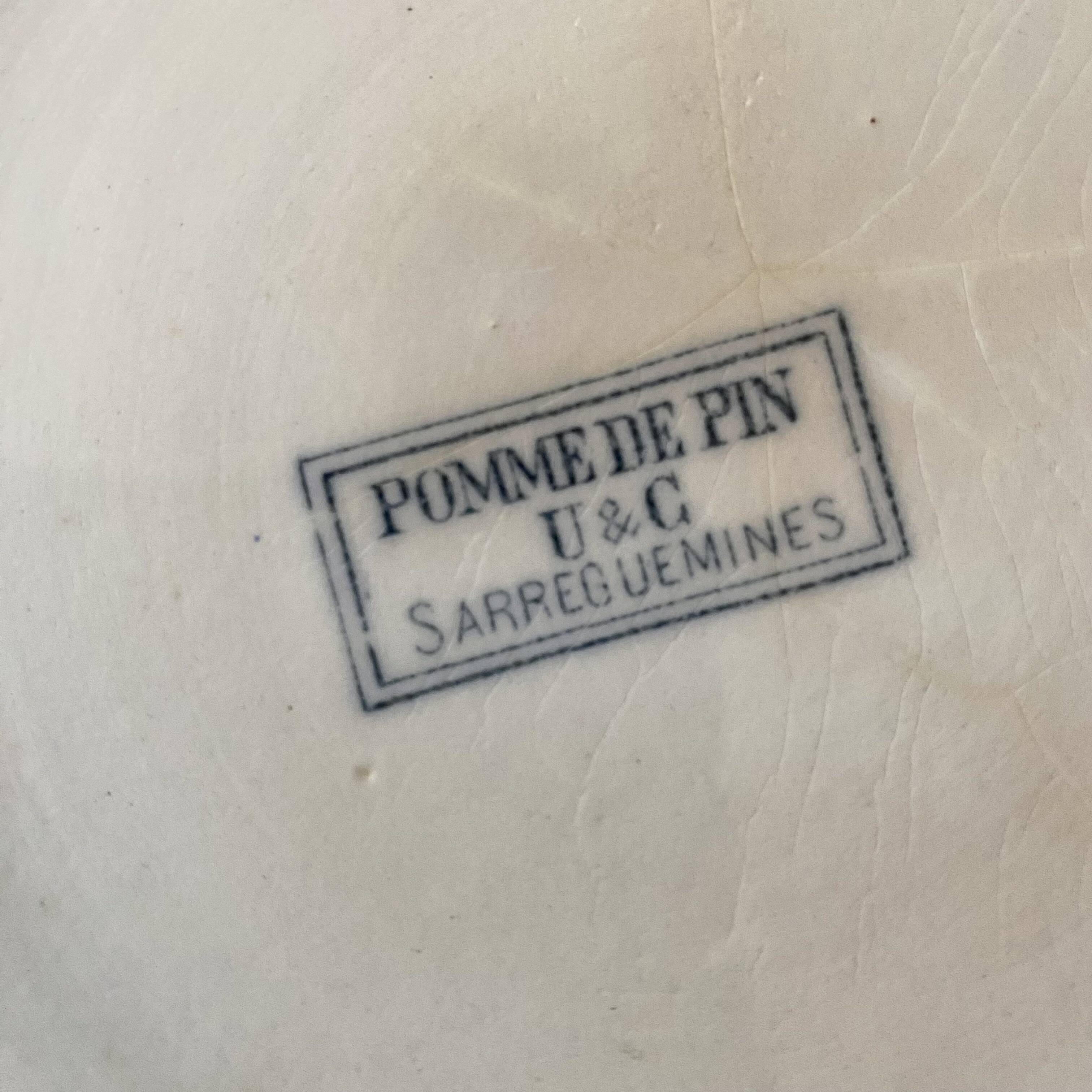 Sarreguemines Iron Earth Soup Tureen Pine Cones