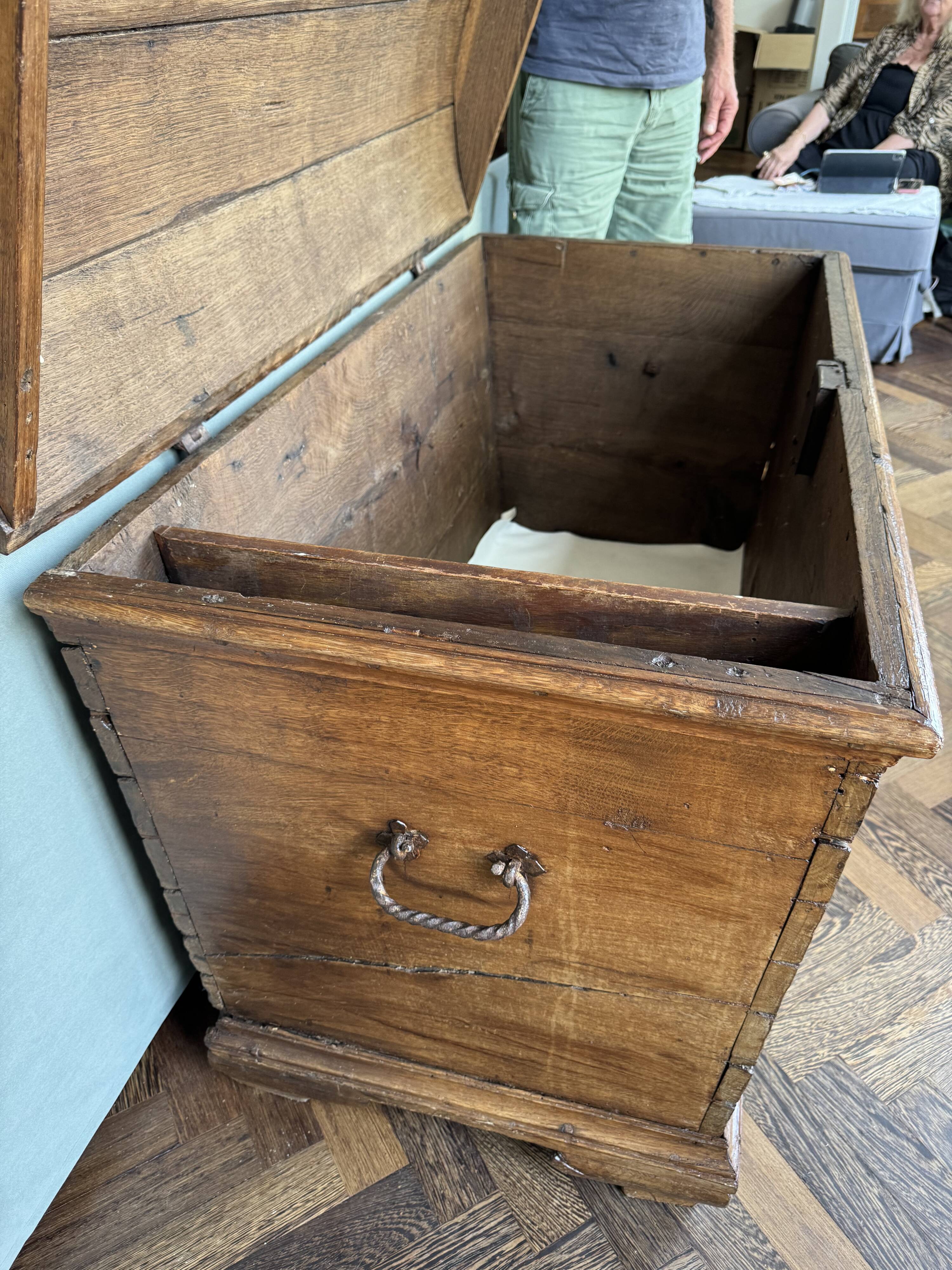 Grand coffre de rangement antique en chêne