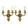 Pair of small sconces with Empire style palmettes - bronze