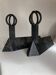 Paire de chenets modenistes en fonte 1950