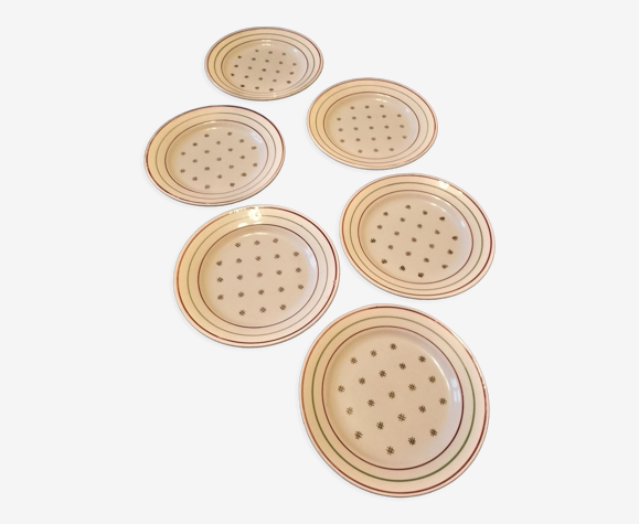 Lot de 6 assiettes à dessert en céramique aux motifs géométriques