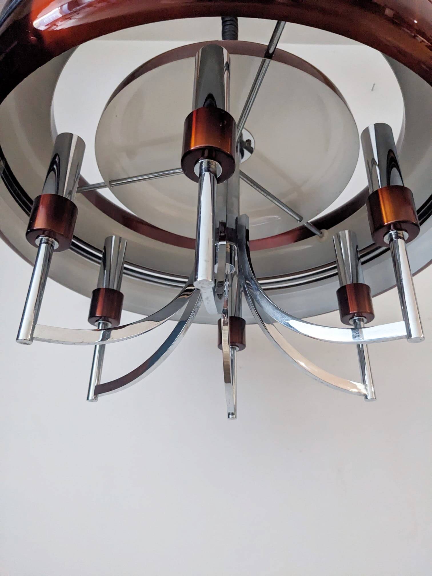 A modernist UFO pendant light from the 70s