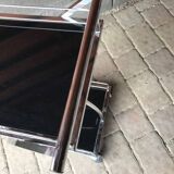Vintage chrome and smoked black glass bar cart - 1970s design