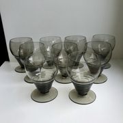 Set of 9 art deco liqueur glasses in smoked glass 30-40s