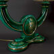 Paire de lampes en faïence verte et dorée, circa 1940