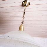 Suspension dome in satin and brass glass