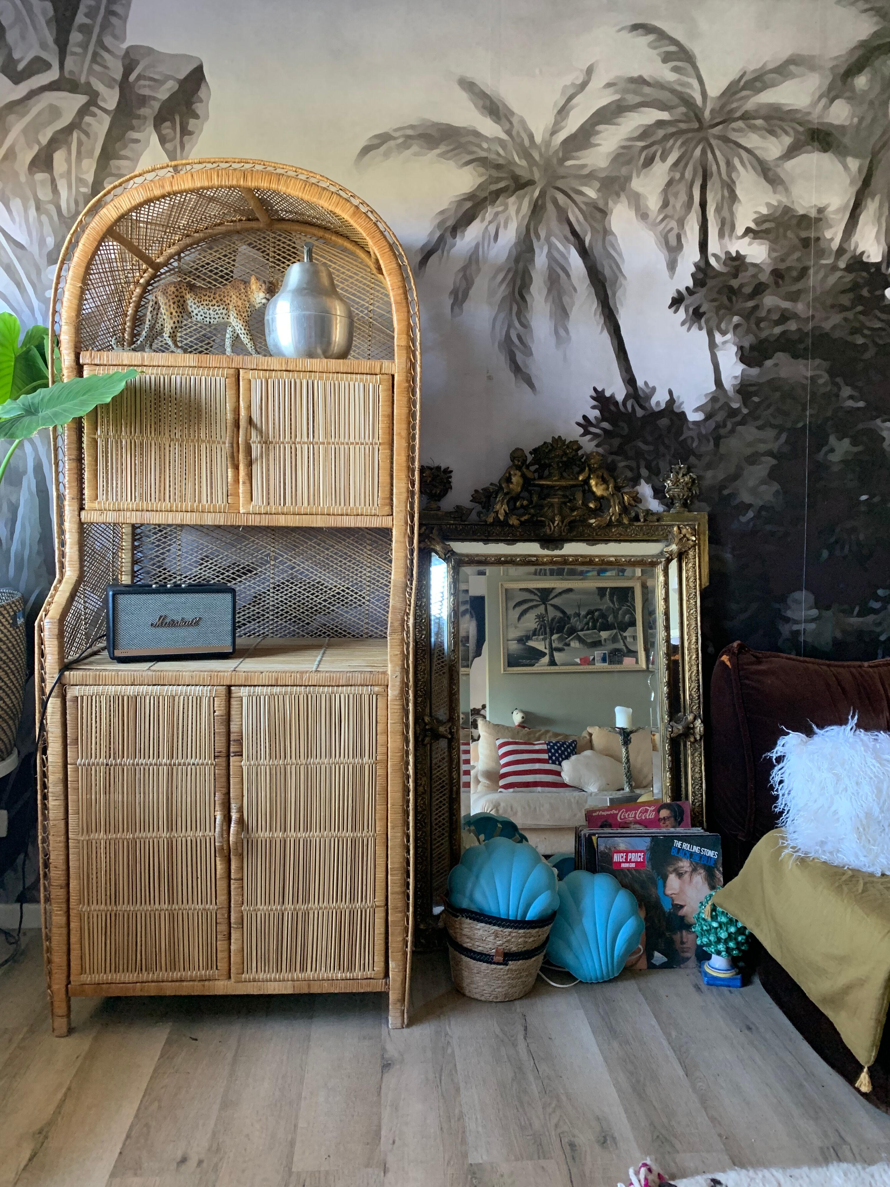 Vintage rattan bookcase
