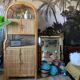 Vintage rattan bookcase