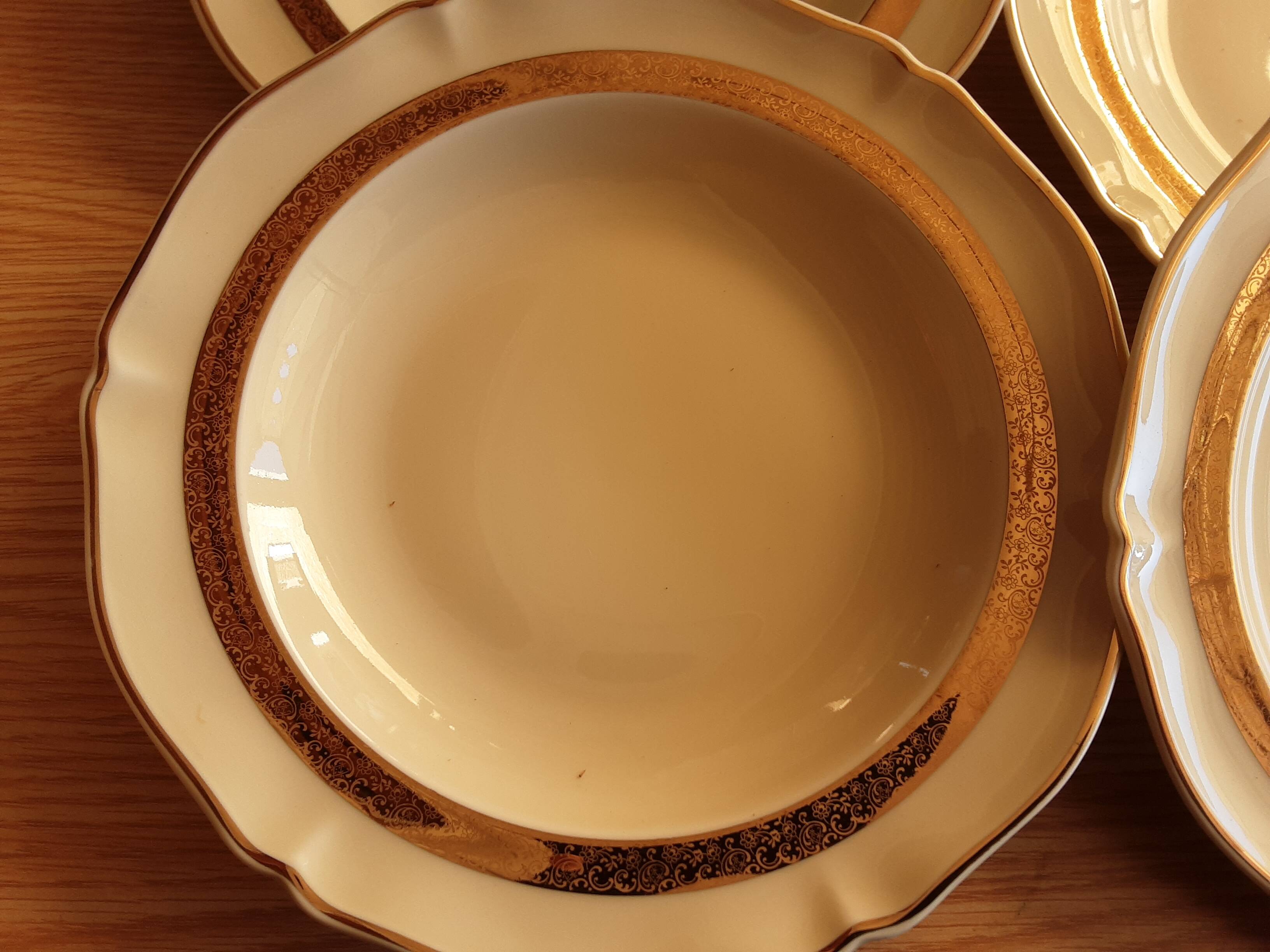 6 semi flat plates art porcelain limoges r. leclair burdet grenoble