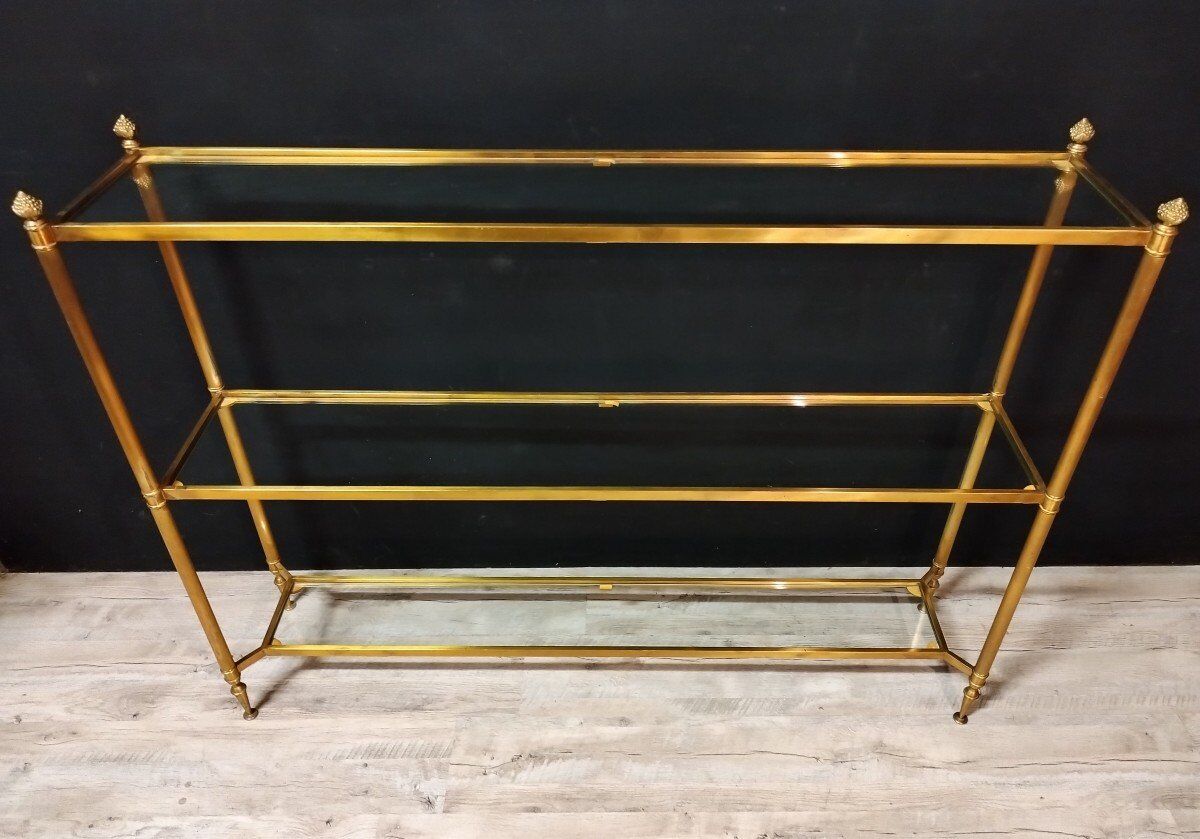Shelf glass and golden brass