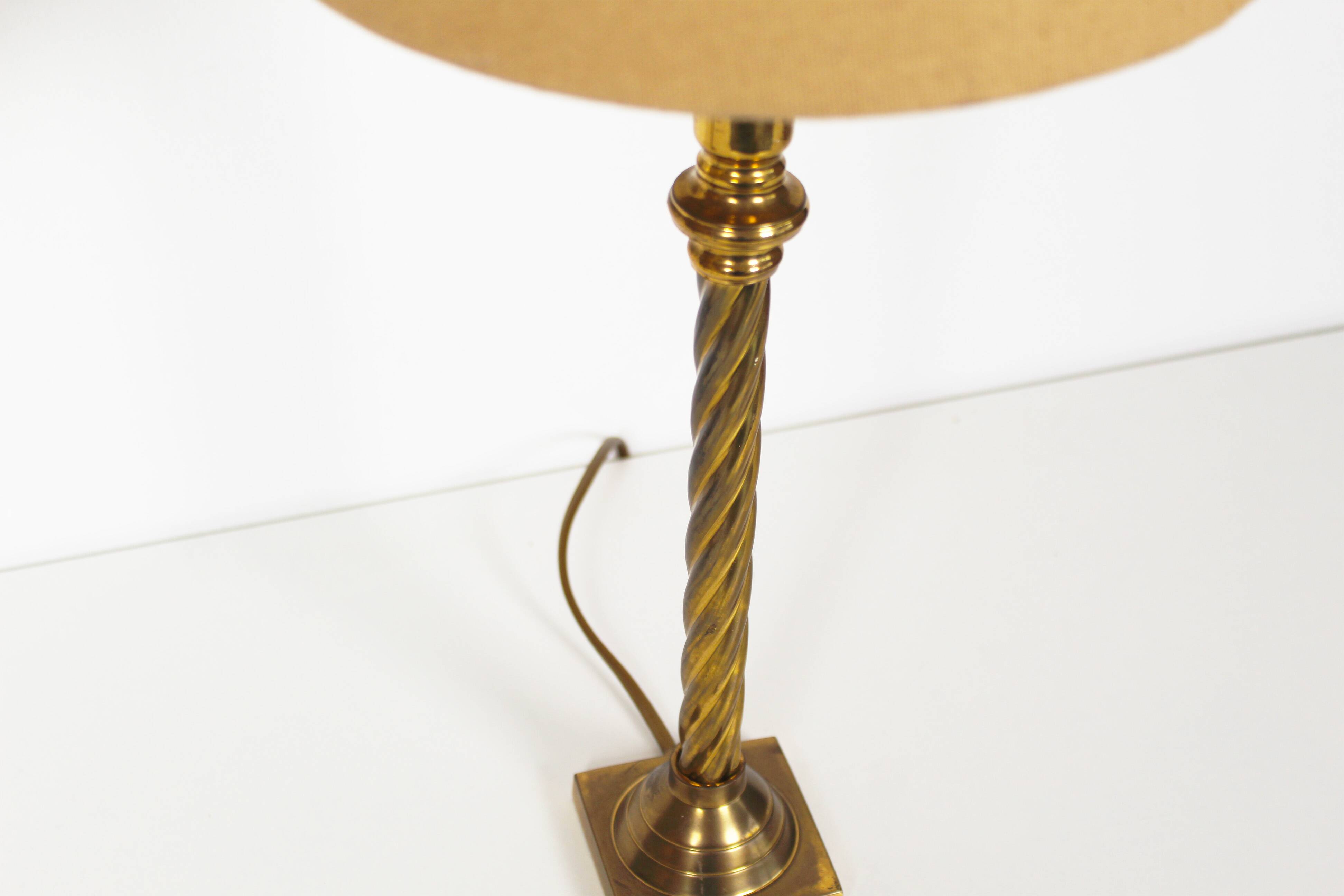 Vintage pair of Brass Column Table Lamps by Kullmann