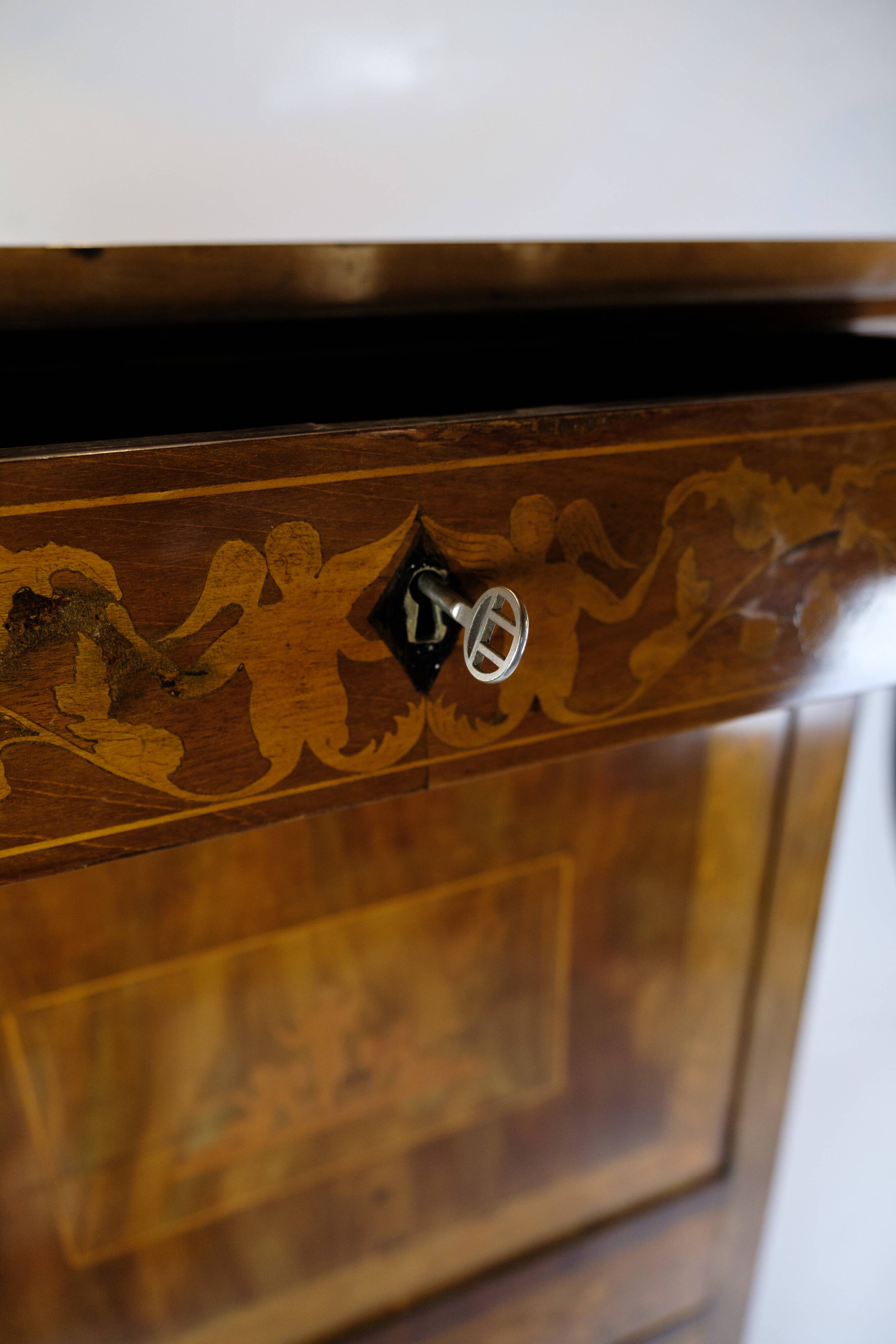 Secretary Empire Style Hand Polished Mahogany With Intarsia From 1820s