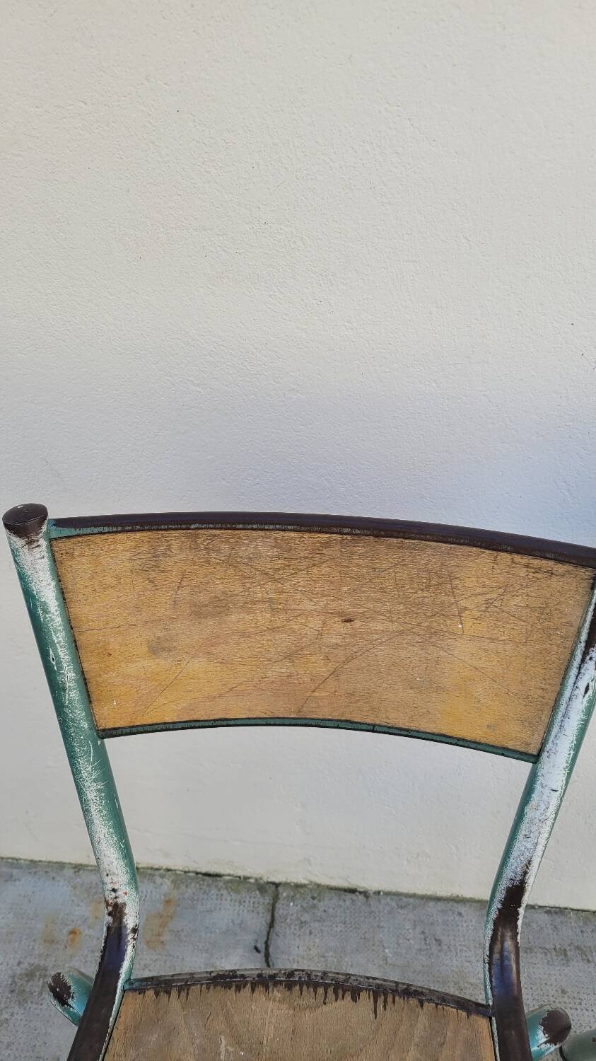 Pair of vintage Mullca metal school chairs 1950s