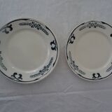 2 Old earthenware dinner plates 2263 Badonviller empire green PARIS