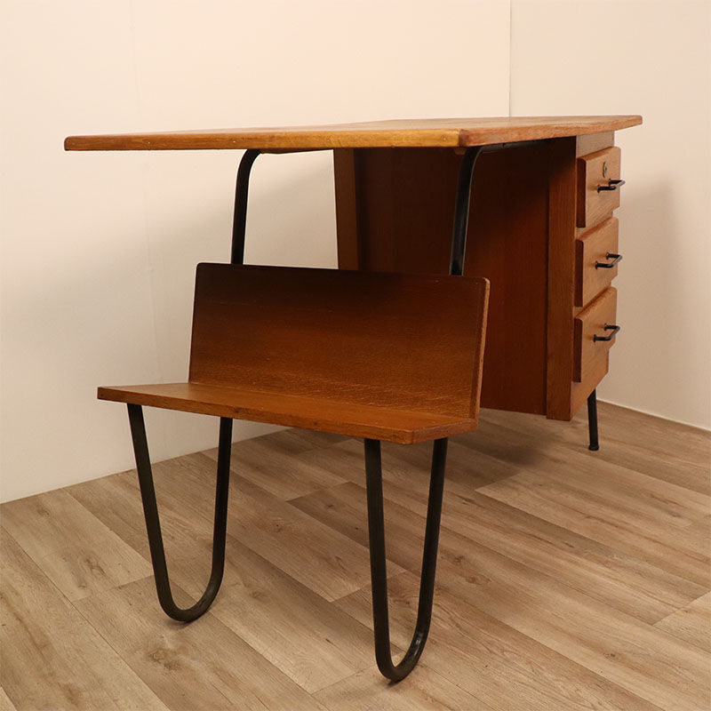Vintage Spirol wooden and metal desk 1950