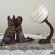 French Art Deco Table Lamp – Kneeling Girl with Dog & Clichy Glass Shade