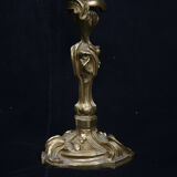 Pair of candelabra of time Napoleon III bronze, Style Louis XV