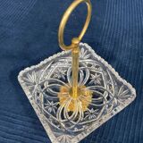Empty serving dish golden pocket and glass mold vintage crystal way