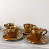 Vintage lot de 4 tasses et soucoupes avec défauts Lunéville Louis XV Honey