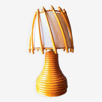 Rattan lamp by Louis Sognot 50s