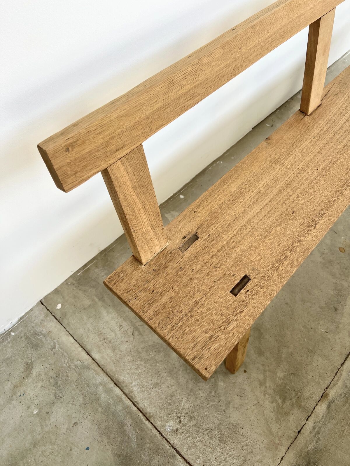 Natural solid oak backrest bench