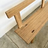 Natural solid oak backrest bench
