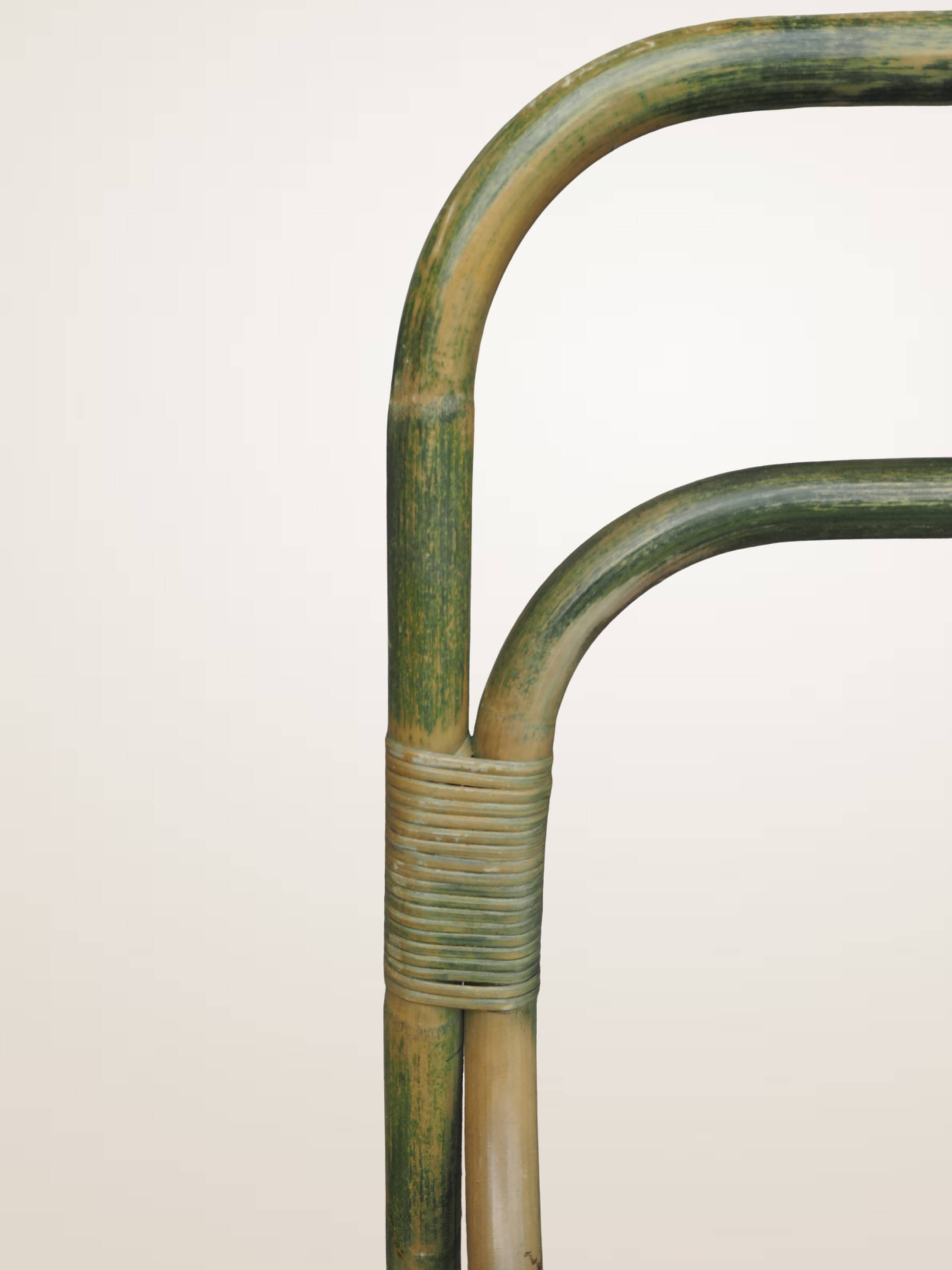 Pair of curved bamboo armchairs