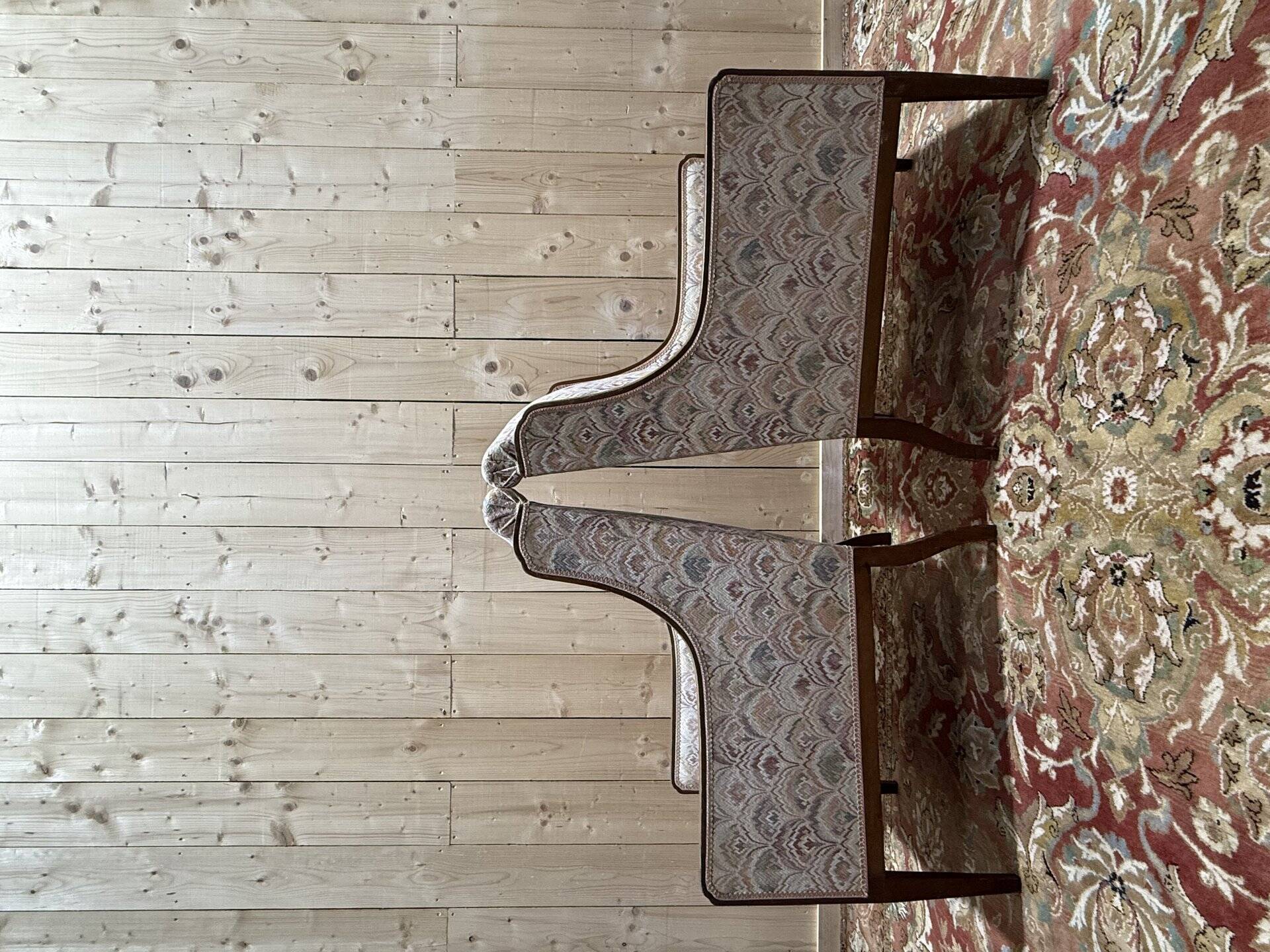 Pair of English / Art Deco style wingback armchairs